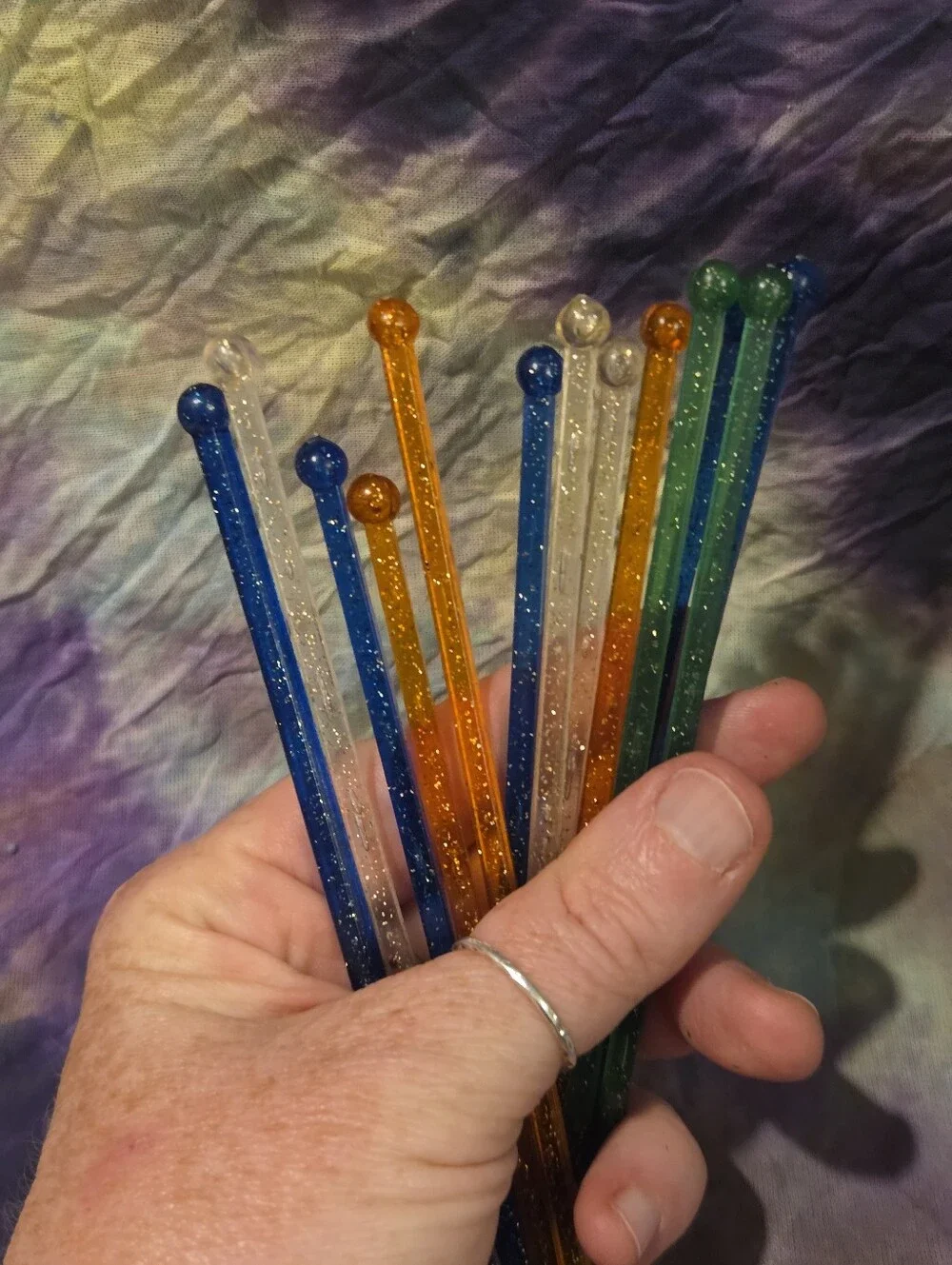 vintage cocktail stir swizzle sticks multicolor sparkle confetti 13 MCM